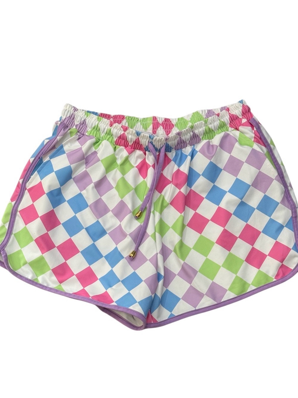 NWT Jess Lea Everyday Shorts XL Pastel Checkered Drawstring Pockets - Picture 2 of 4